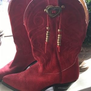 Code West red suede cowboy boots